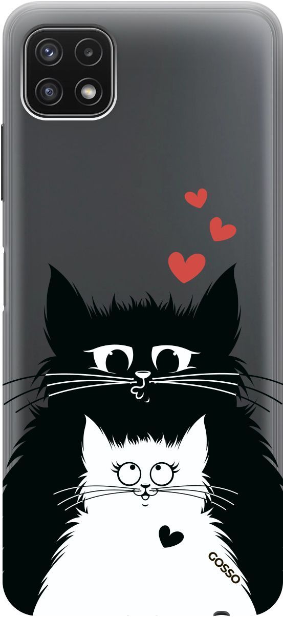 

Чехол на Samsung Galaxy A22s 5G "Cats in Love" прозрачный, Прозрачный;белый, 3916