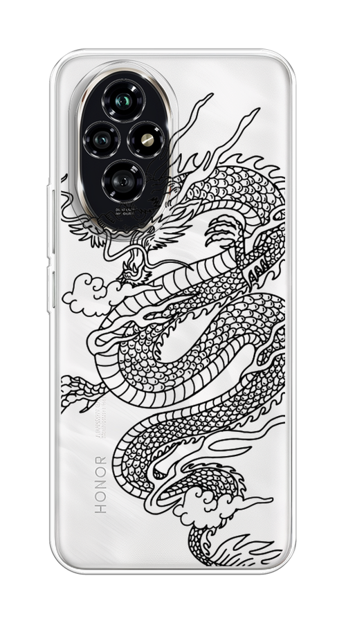 

Чехол на Honor 200 "Большой китайский дракон", Черный;серый, 6124750-1
