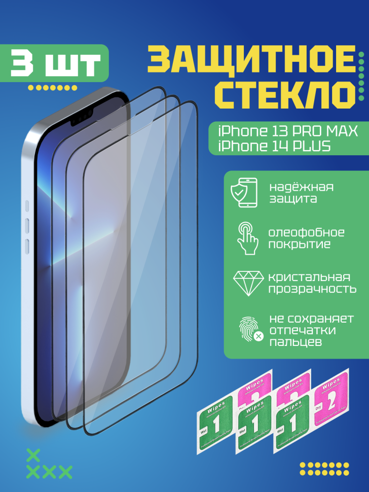 

Комплект защитных стекол DODO для Apple iPhone 13 PRO MAX / 14 PLUS (3шт.)