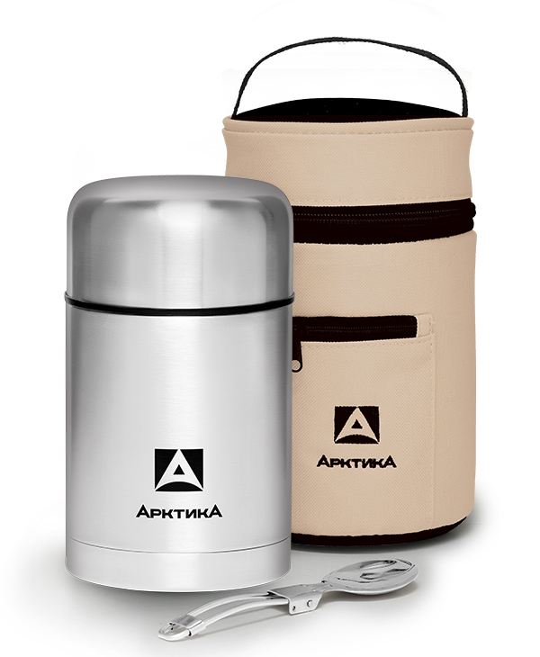 

Термос Арктика 301-750А с супер-широким горлом для еды в чехле 0,75л, серебристый, Черный;серебристый, 301-750А
