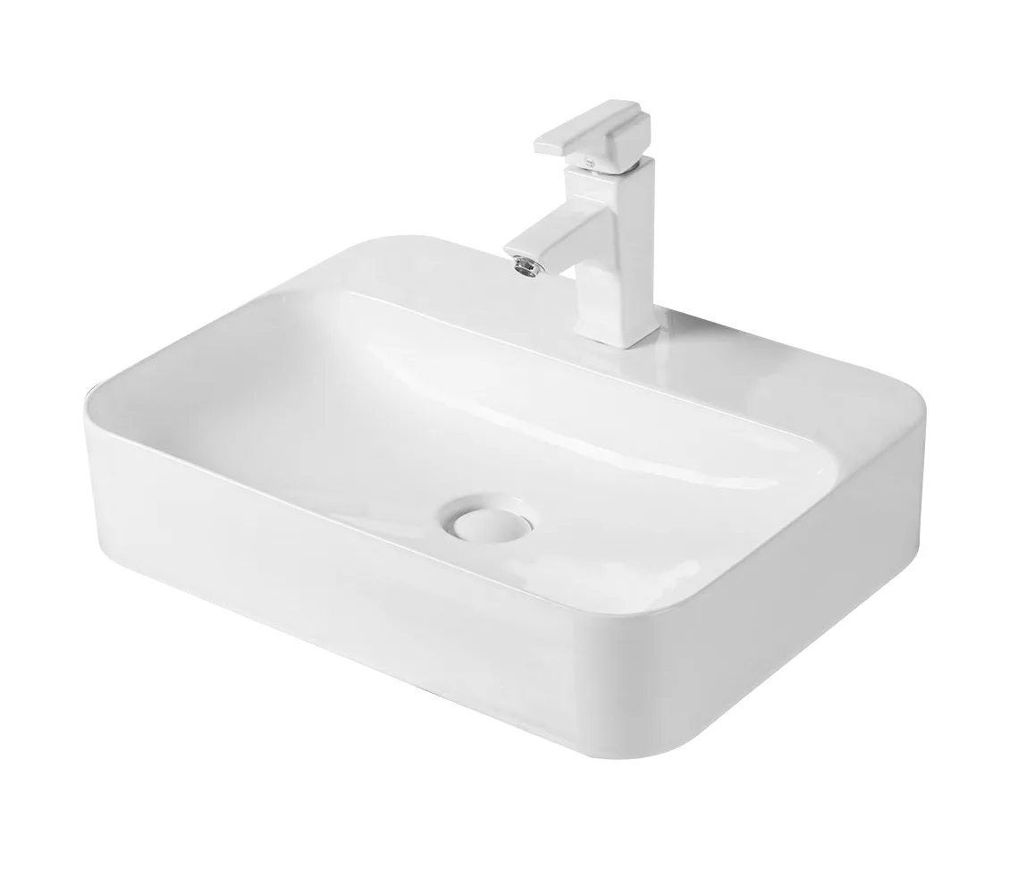Накладная белая раковина для ванной Gid N9258, прямоугольная керамическая triol миска керамическая для собак песик
