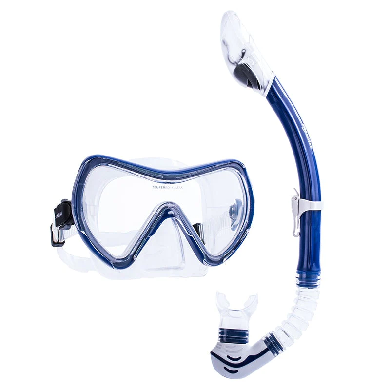 Набор для плавания Wave для взрослых, маска Big eye и трубка с клапаном, синяя