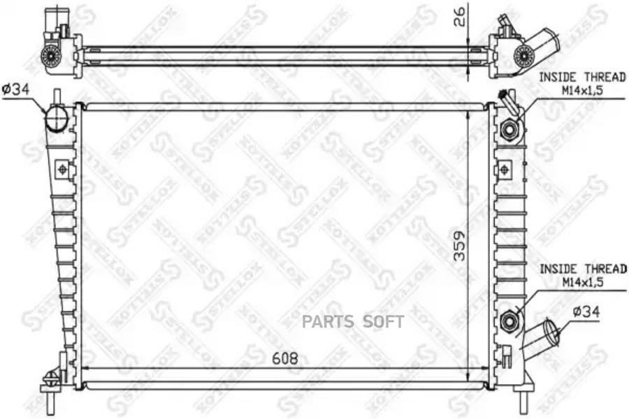 

10-26659-Sх_Радиатор Системы Охлаждения Акпп Sааb 9-5 2.0Т/2.3Т 16V 97-00 STELLOX 1026659s