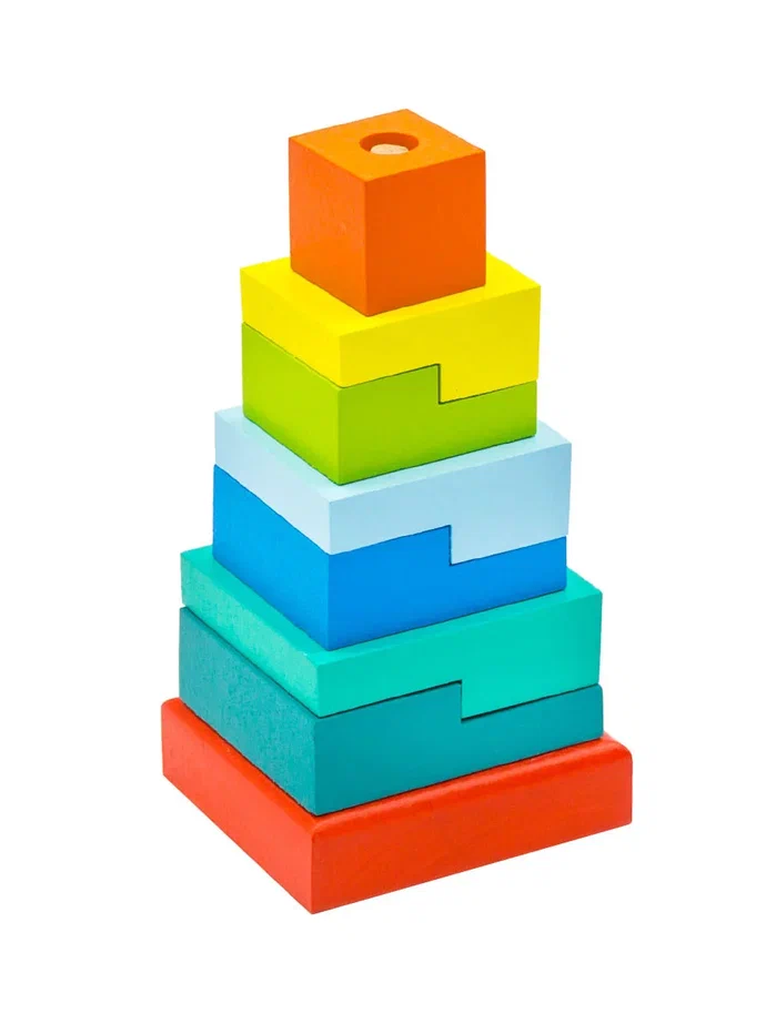 фото Пирамидка ступеньки alatoys развивающая деревянная игрушка монтессори