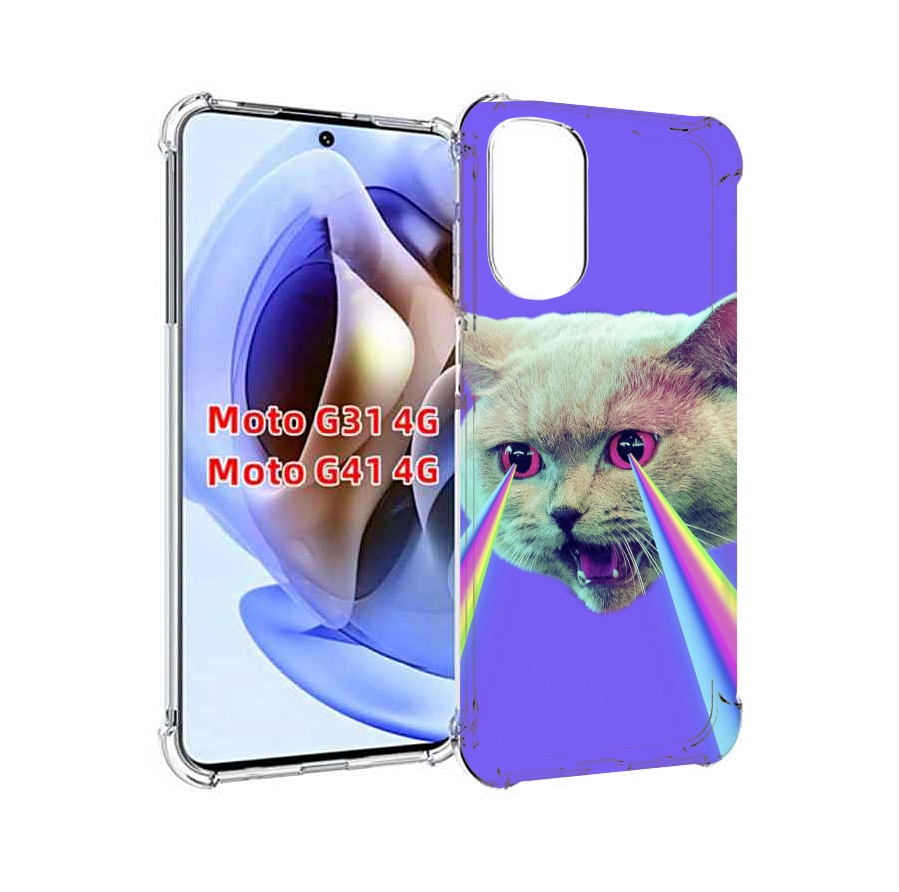 

Чехол MyPads кот с радугой в глазах для Motorola Moto G31 4G / G41 4G, Прозрачный, Tocco