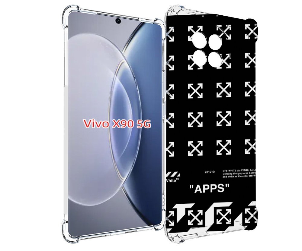 Чехол MyPads оф-вайт-значки для Vivo X90