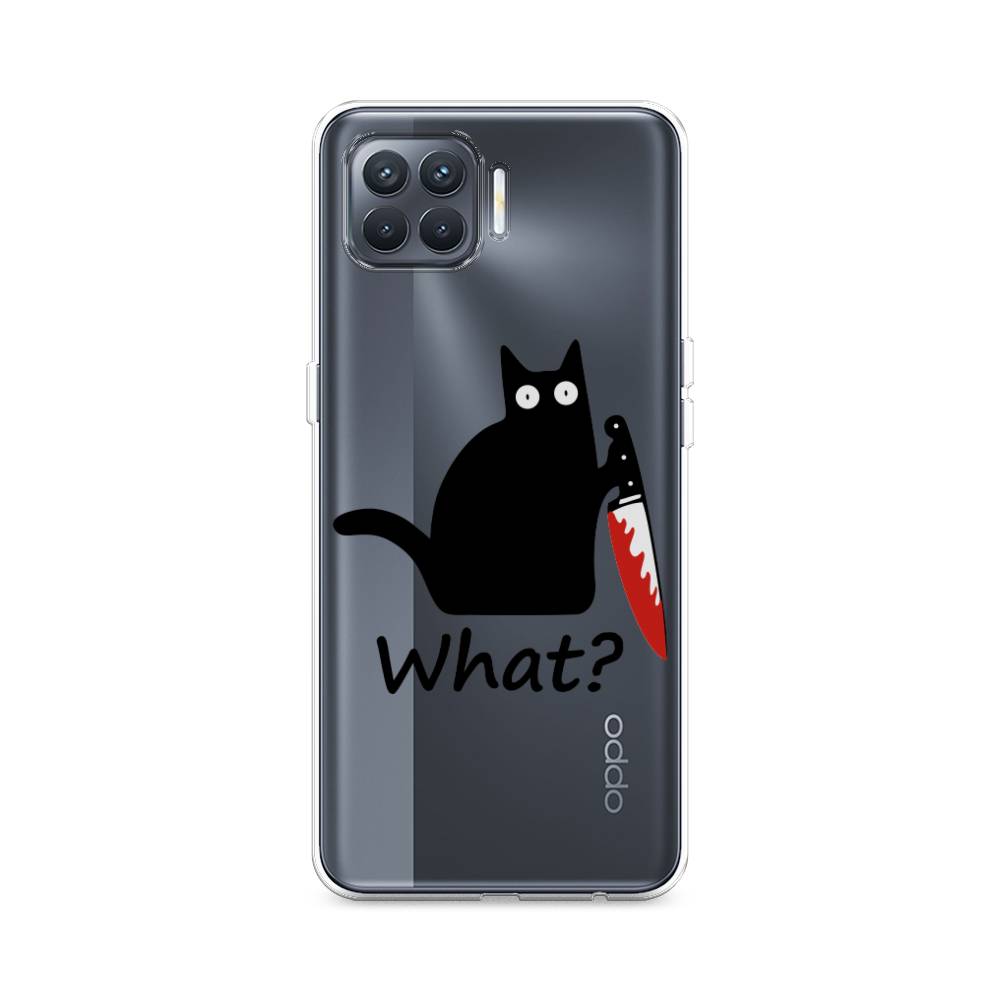 

Чехол на Oppo Reno 4 Lite "Котик с ножом", Черный;красный, 255350-6