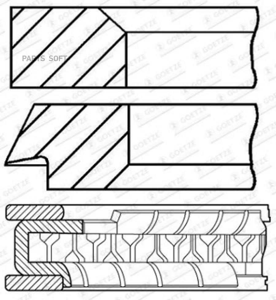 

GOETZE ENGINE Кольца dm.77.00 STD [1.2-1.2-2.0] 1 ПОР. 1шт