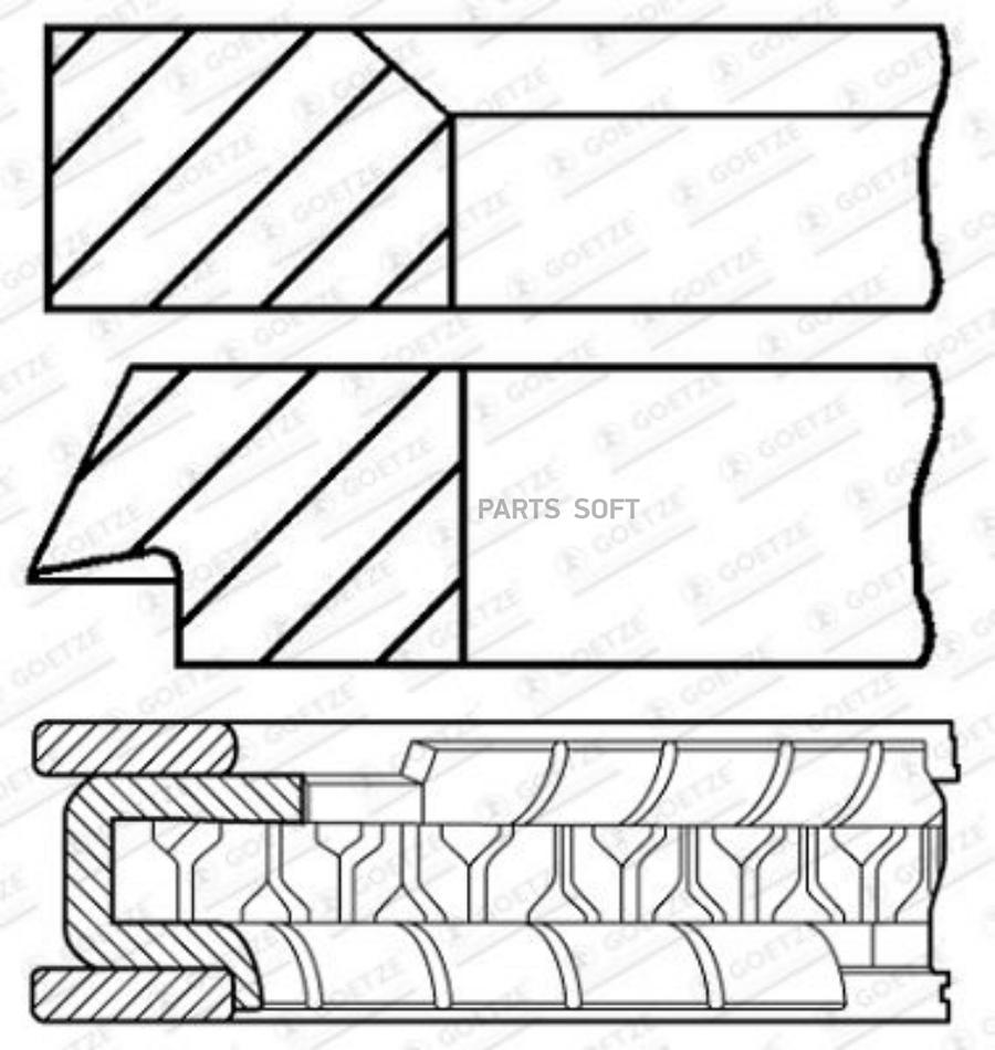 

GOETZE ENGINE Кольца dm.76.50 STD [1.2-1.2-2.0] 1 ПОР. 1шт