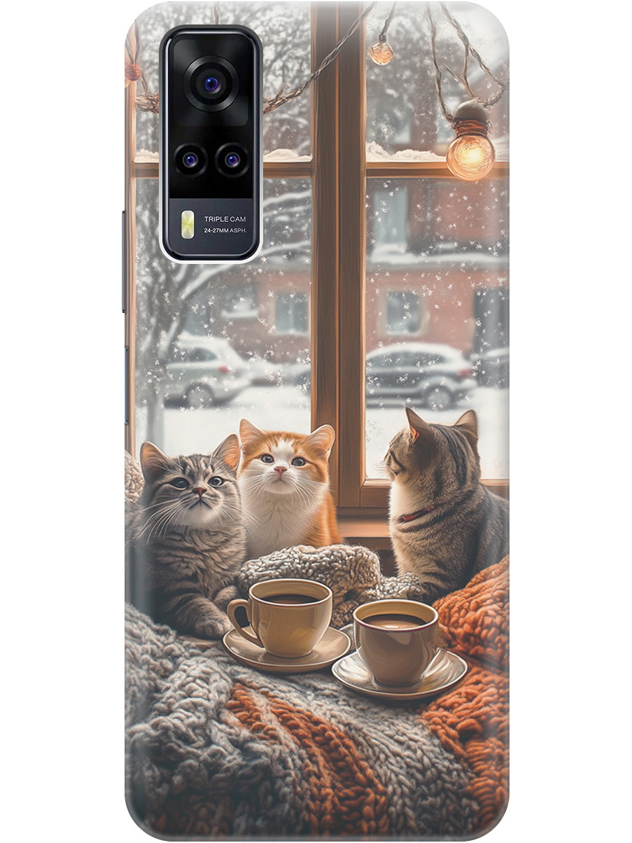 

Силиконовый чехол на Vivo Y31 / Y53s 4G / Y51 2020 с принтом "Котики на подоконнике", Прозрачный;бежевый;белый;желтый;серый, 743438312