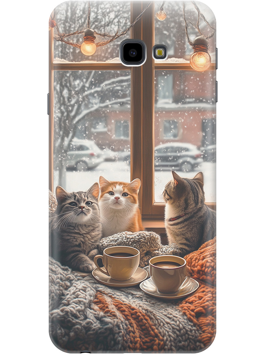

Силиконовый чехол на Samsung Galaxy J4+ с принтом "Котики на подоконнике", Прозрачный;бежевый;белый;желтый;серый, 719355712