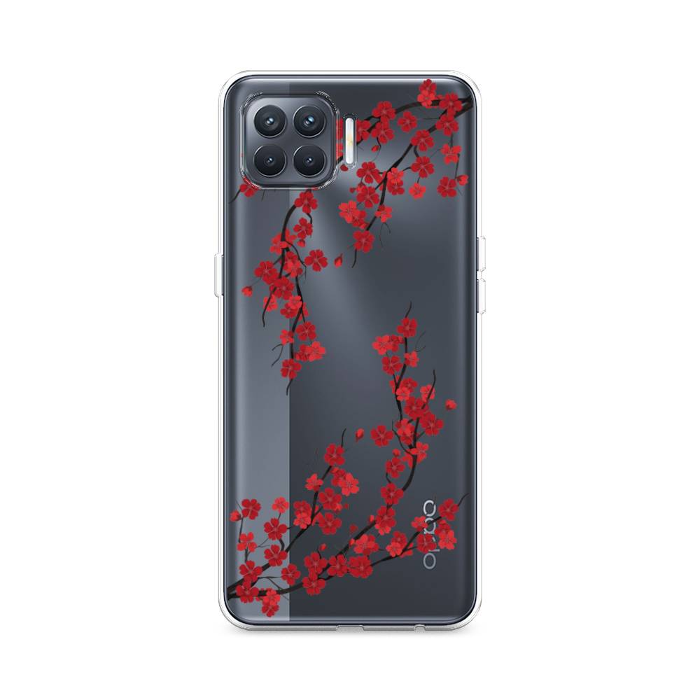 

Чехол на Oppo Reno 4 Lite "Красная сакура", Красный;черный, 255350-2