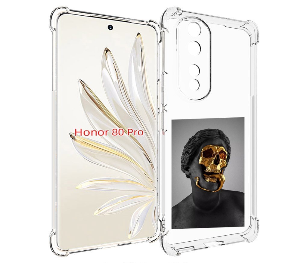 

Чехол MyPads золотой череп в статуе для Honor 80 Pro, Прозрачный, Tocco