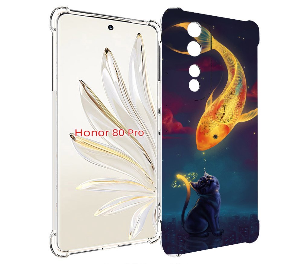 

Чехол MyPads золотая-рыбка-часовая для Honor 80 Pro, Прозрачный, Tocco