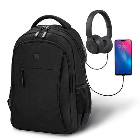 

Рюкзак BRAUBERG URBAN универсальный с отделением для ноутбука, USB-порт, "Kinetic", черный