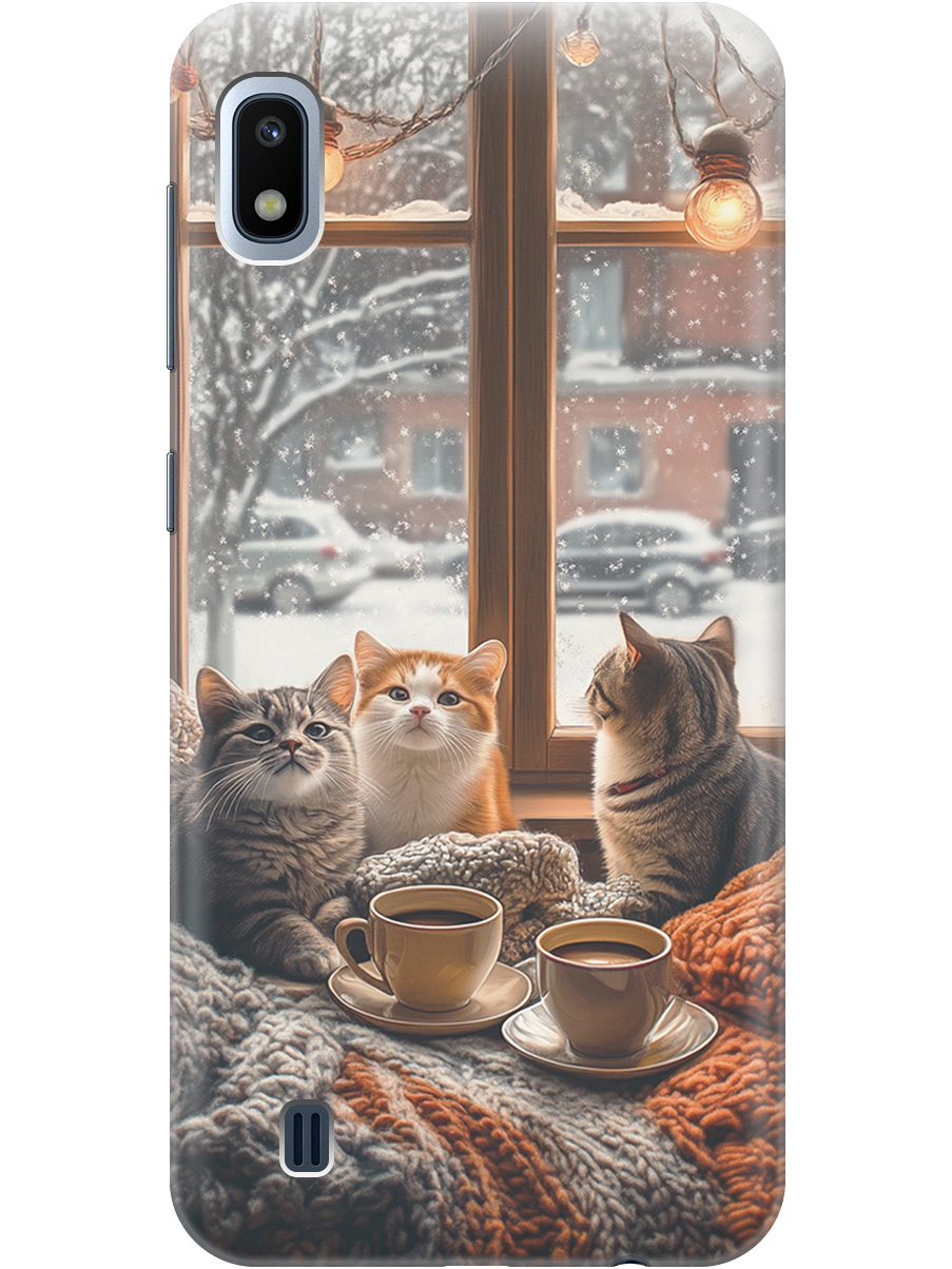 

Силиконовый чехол на Samsung Galaxy A10 с принтом "Котики на подоконнике", Прозрачный;бежевый;белый;желтый;серый, 720804212