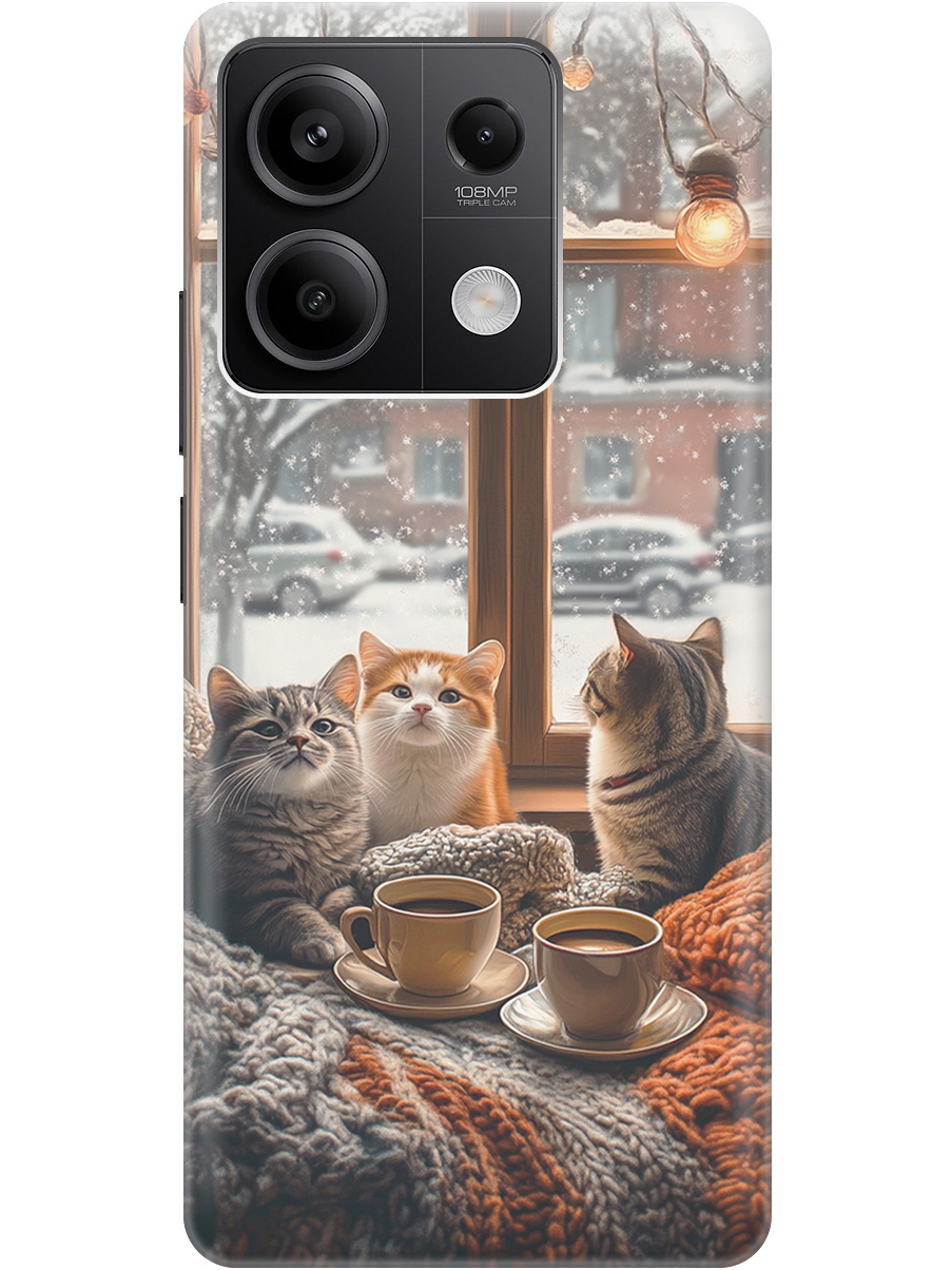 

Силиконовый чехол на Xiaomi Redmi Note 13 5g с принтом "Котики на подоконнике", Прозрачный;бежевый;белый;желтый;серый, 776587012