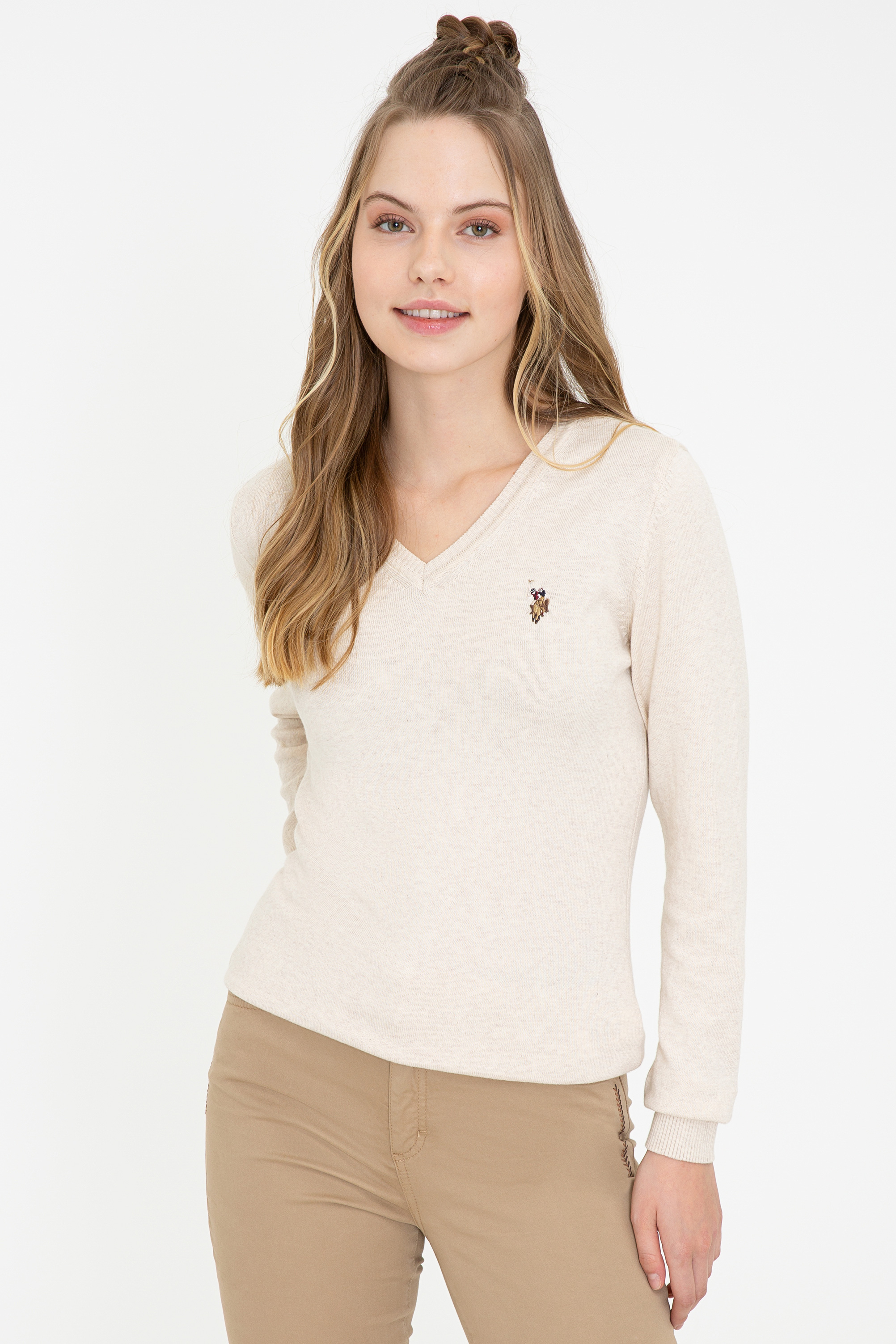 

Пуловер женский U.S. POLO Assn. бежевый, G082SZ0TK0TD02-BSK21