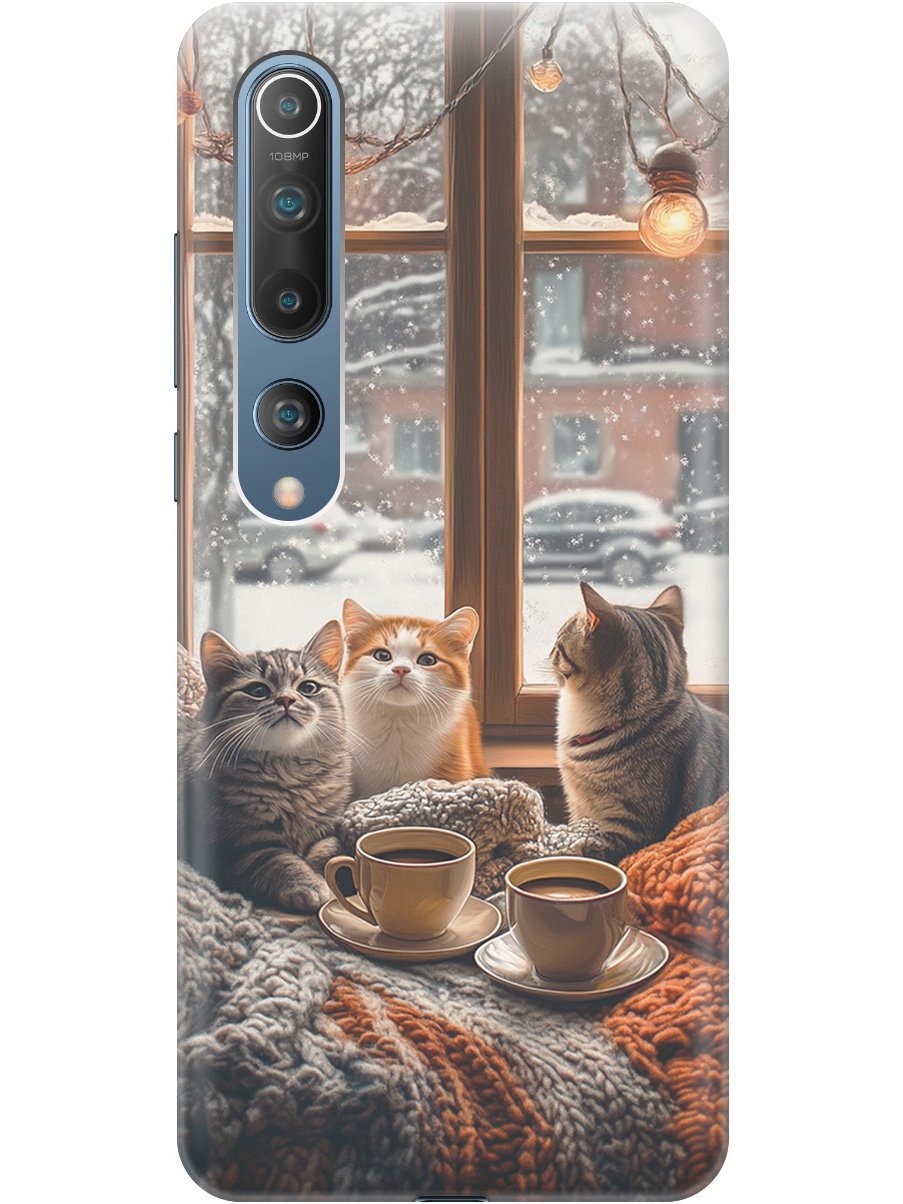 

Силиконовый чехол на Xiaomi Mi 10 с принтом "Котики на подоконнике", Прозрачный;бежевый;белый;желтый;серый, 722821112