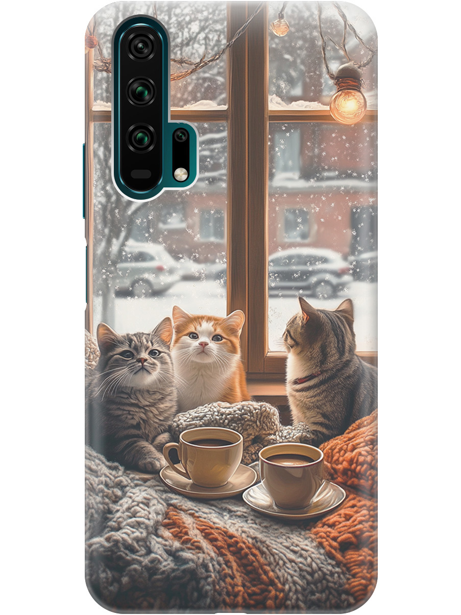 

Силиконовый чехол на Honor 20 Pro с принтом "Котики на подоконнике", Прозрачный;бежевый;белый;желтый;серый, 721700712