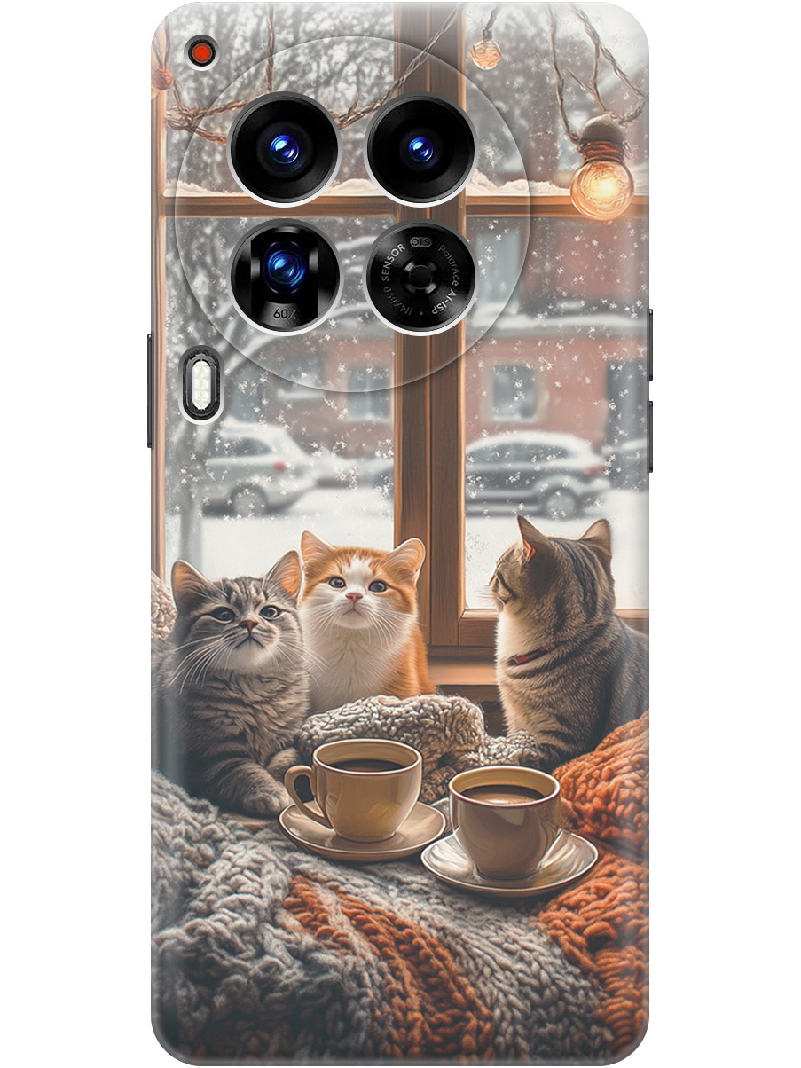 

Силиконовый чехол на Tecno Camon 30 Premier 5g с принтом "Котики на подоконнике", Прозрачный;бежевый;белый;желтый;серый, 782633012