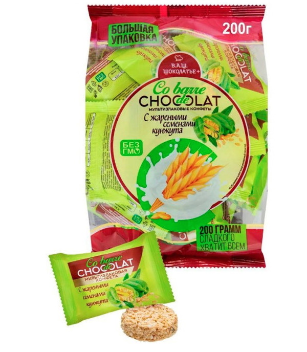 

Конфеты Co barre de Chocolat мультизлаковые с жареными семенами кунжута с белой глазурью