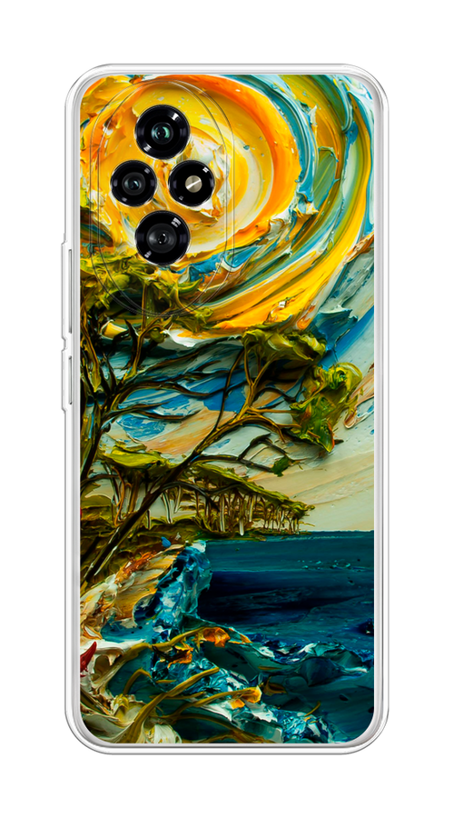 

Чехол на Honor 200 "Солнце живопись", Желтый;синий, 6124750-1