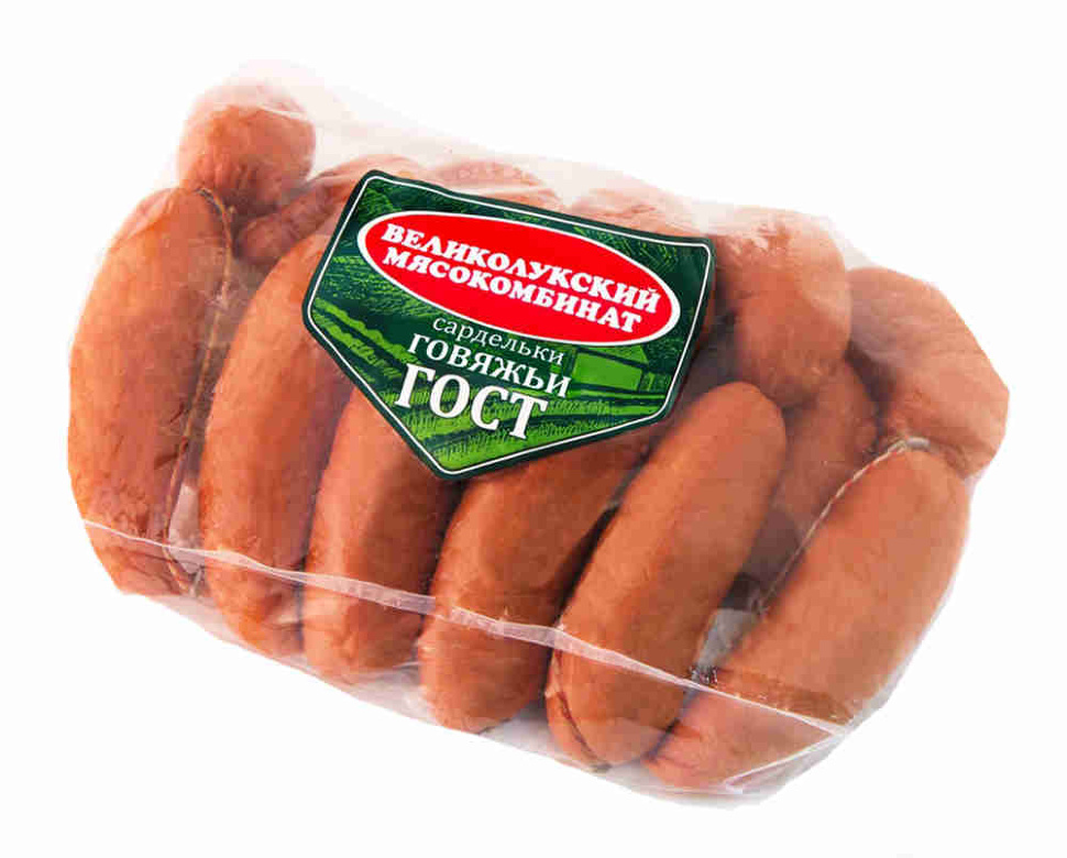 

Сардельки Великолукский мясокомбинат Говяжьи вареные +-1 кг