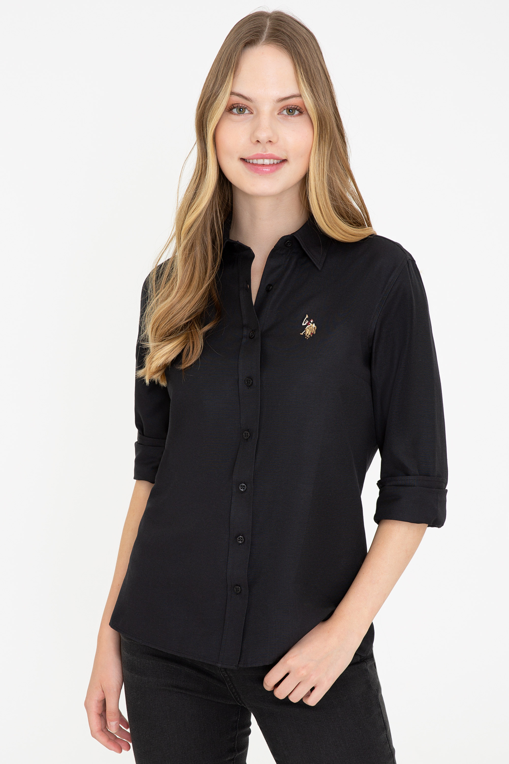 

Рубашка женская U.S. POLO Assn. G082GL0040WOXCOLOR021K черная 38, G082GL0040WOXCOLOR021K