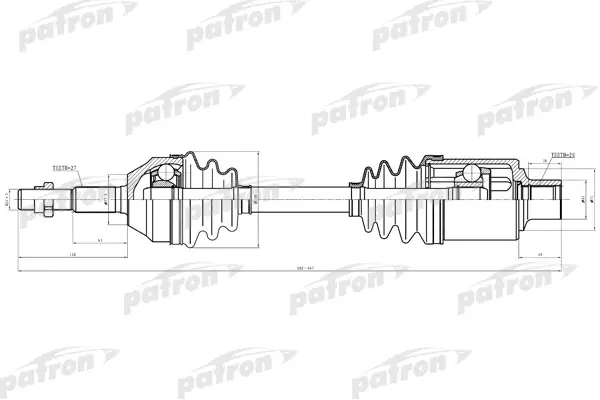 

Полуось передн прав_JEEP: LIBERTY 02-06 2.4-2.8 4WD PATRON PDS0617