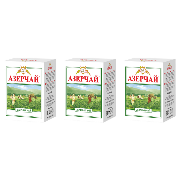 Чай зеленый Азерчай, 3 упаковки по 100 г
