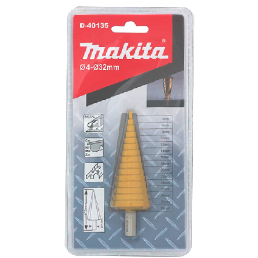 

Сверло ступенчатое Makita HSS-TiN с прямым желобком 4-20,6мм D-40135