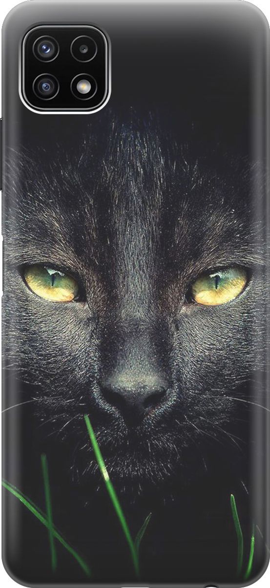 

Силиконовый чехол на Samsung Galaxy A22s 5G "Кошка в темноте", Черный, 3910