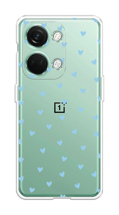 

Чехол на OnePlus Nord 3 "Голубые сердечки паттерн", Голубой;прозрачный, 154050-1