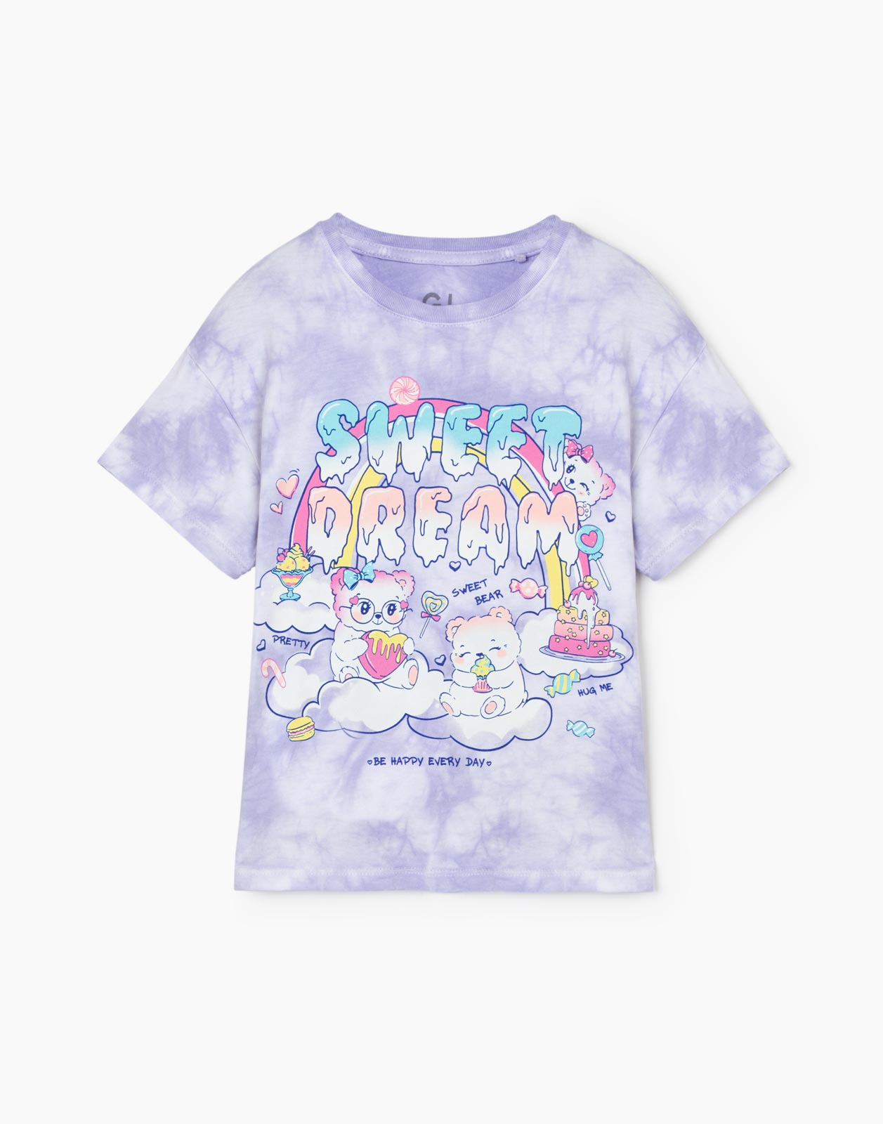 

Сиреневая футболка oversize с принтом и эффектом варки для девочки 12-18мес/86, Фиолетовый, GKT021073