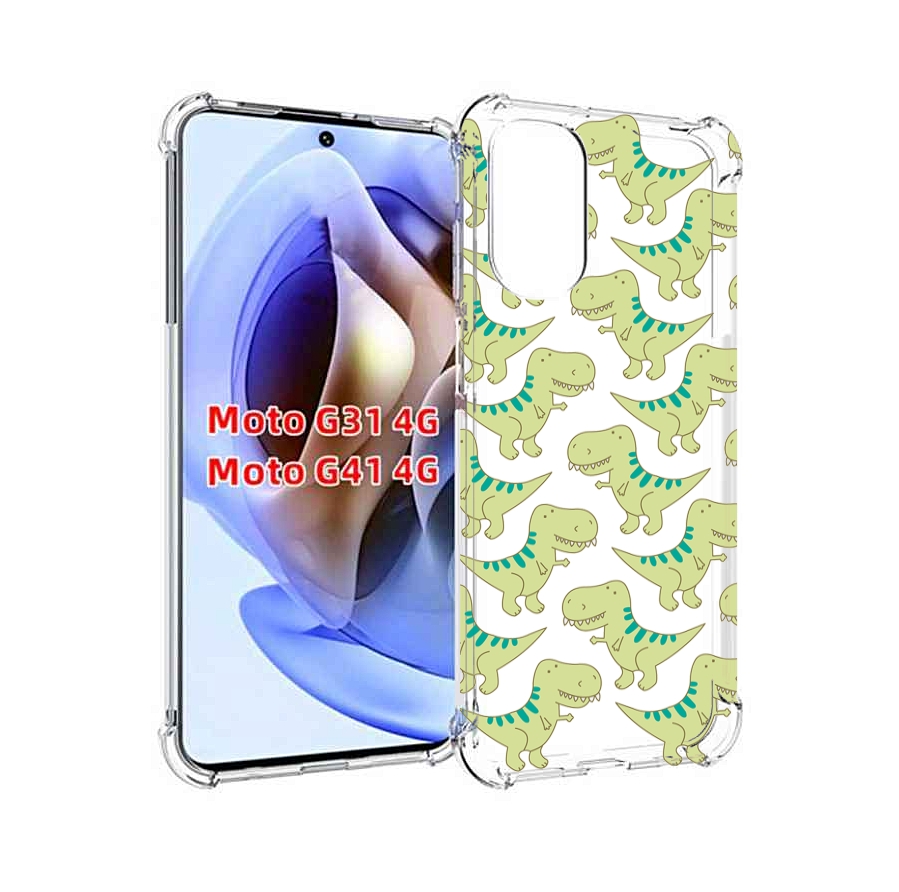

Чехол MyPads зеленые-динозаврики для Motorola Moto G31 4G / G41 4G, Прозрачный, Tocco