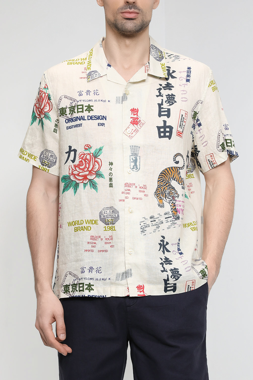 

Рубашка мужская Guess M3GH39 WERX0 бежевая S, Бежевый, M3GH39 WERX0