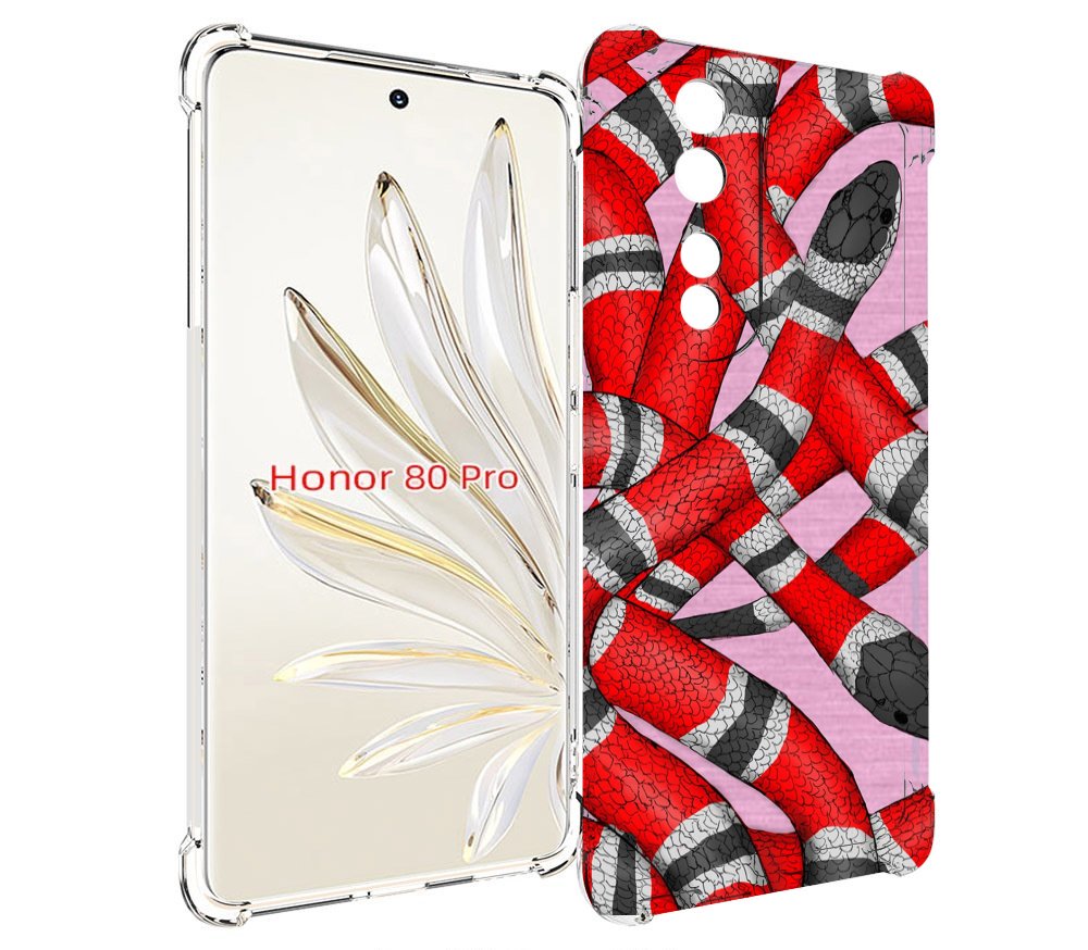 

Чехол MyPads змея-красно-черно-белый для Honor 80 Pro, Прозрачный, Tocco