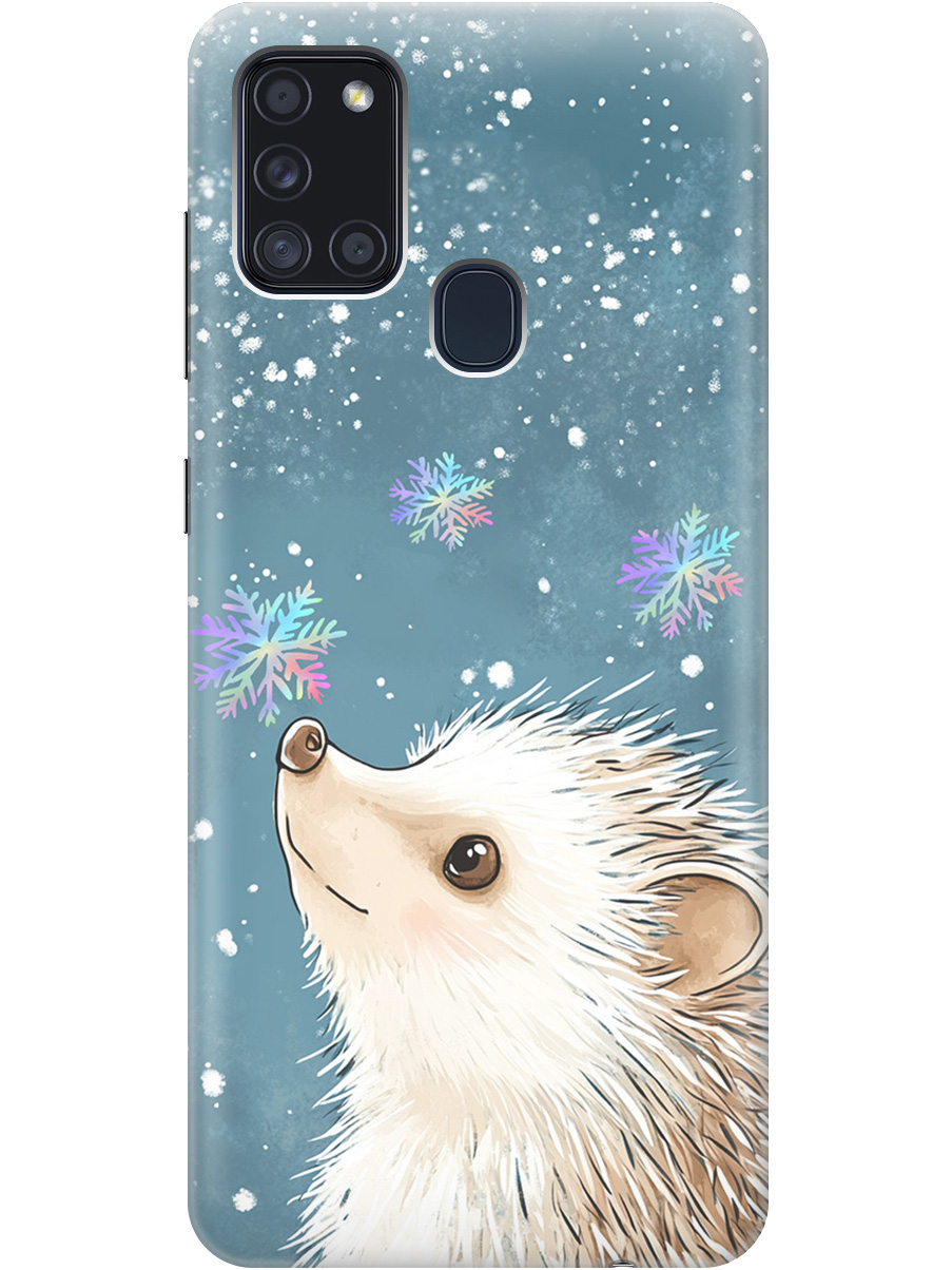 

Силиконовый чехол на Samsung Galaxy A21s с принтом "Ежик и снежинки", Прозрачный;белый;серый;синий, 723009312