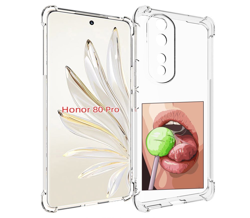 

Чехол MyPads зеленый-чупа-чупс женский для Honor 80 Pro, Прозрачный, Tocco