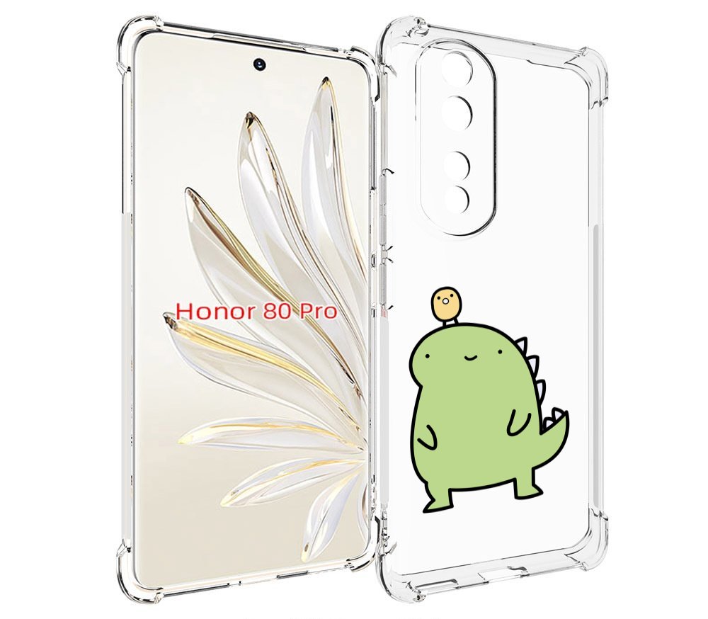 

Чехол MyPads зеленый-динозаврик детский для Honor 80 Pro, Прозрачный, Tocco