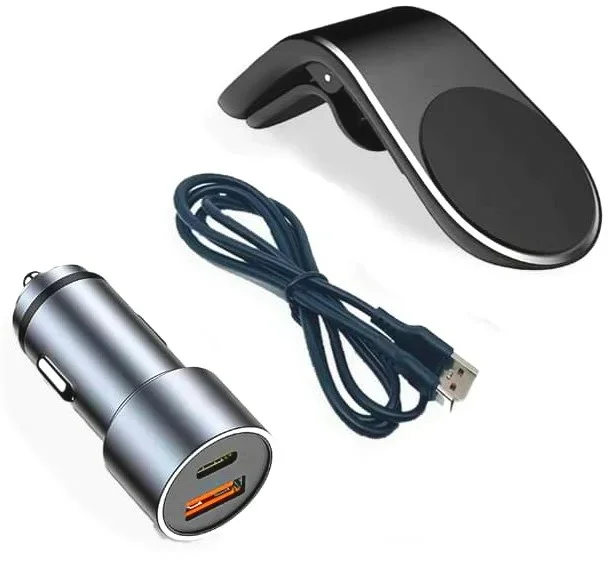 

АЗУ 20W / USB + USB-C / КОМПЛЕКТ с USB (1 м) и держателем / серый