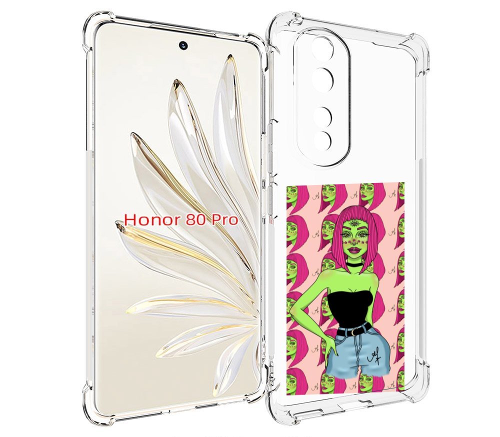 

Чехол MyPads зеленая-девушка-с-глазом женский для Honor 80 Pro, Прозрачный, Tocco