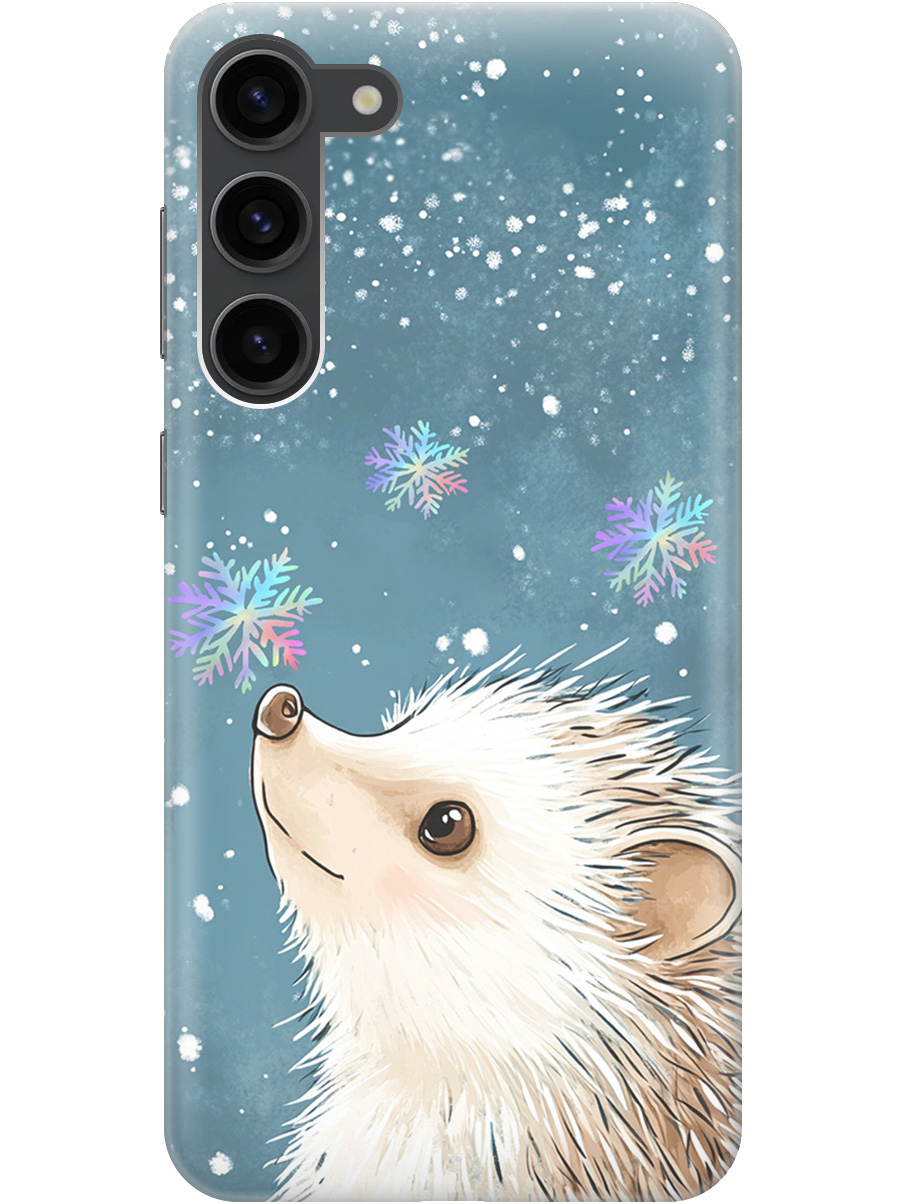 

Силиконовый чехол на Samsung Galaxy S23+ с принтом "Ежик и снежинки", Прозрачный;белый;серый;синий, 767959312