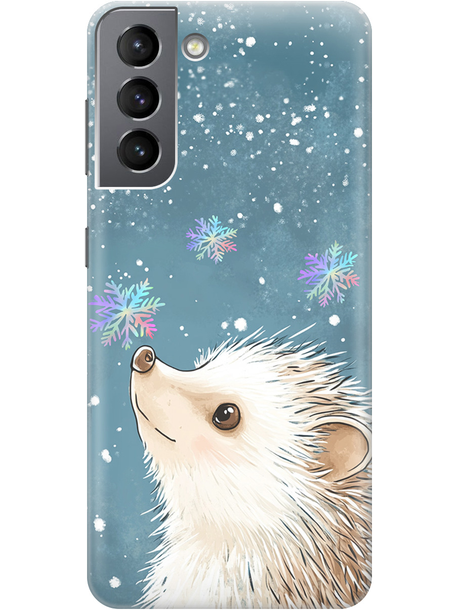 

Силиконовый чехол на Samsung Galaxy S21 с принтом "Ежик и снежинки", Прозрачный;белый;серый;синий, 724125012