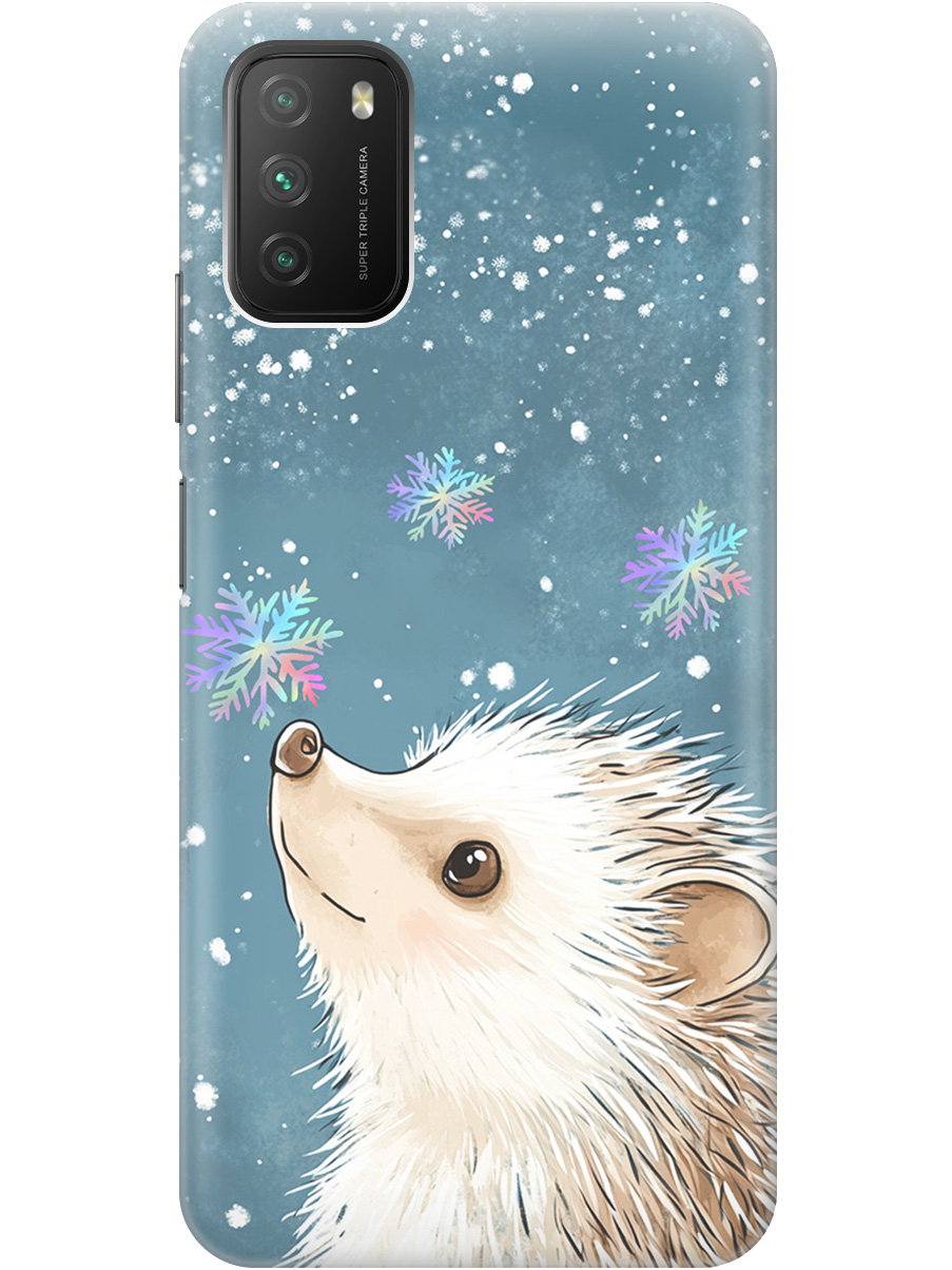 

Силиконовый чехол на Xiaomi Redmi 9T / Poco M3 с принтом "Ежик и снежинки", Прозрачный;белый;серый;синий, 724142712