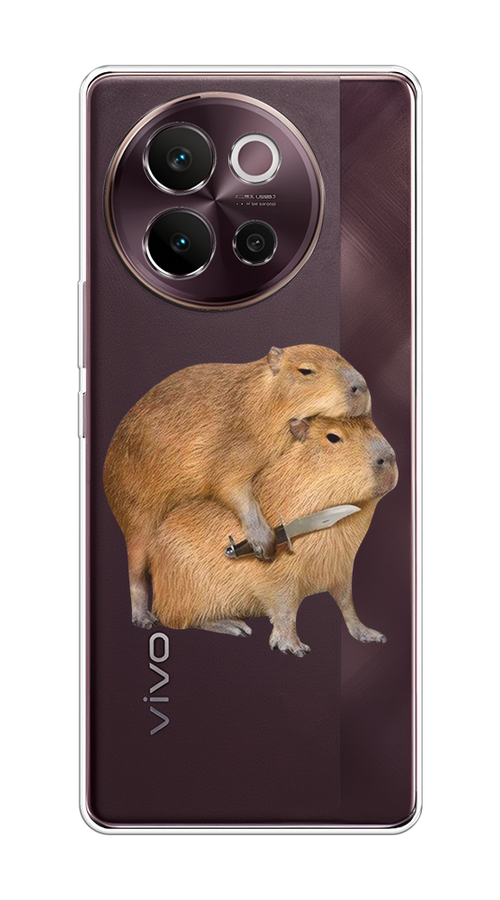 

Чехол на Vivo V40 Lite 5G "Капибара с ножом", Бежевый, 2611550-1