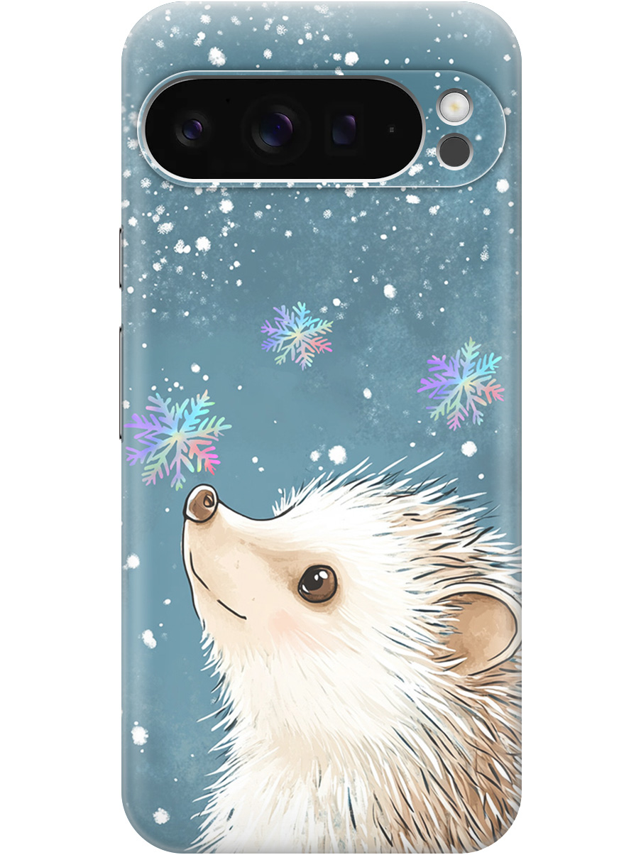 

Силиконовый чехол на Google Pixel 9 pro с принтом "Ежик и снежинки", Прозрачный;белый;серый;синий, 784810312