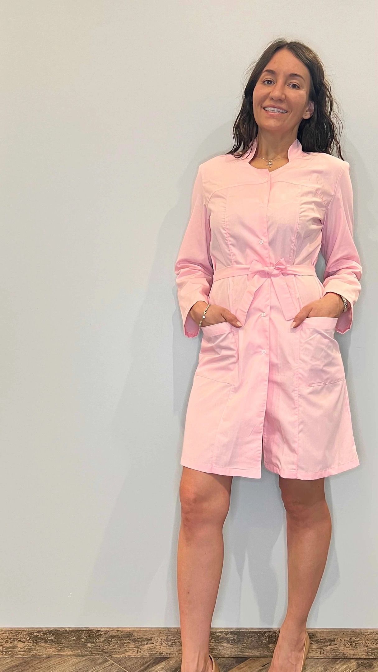 

Халат медицинский женский Медицинский Мир Кокетка розовый 44 RU, Кокетка