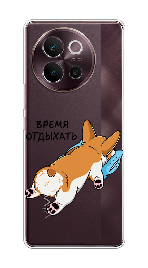 

Чехол на Vivo V40 Lite 5G "Корги отдыхает", Черный;коричневый;голубой, 2611550-1
